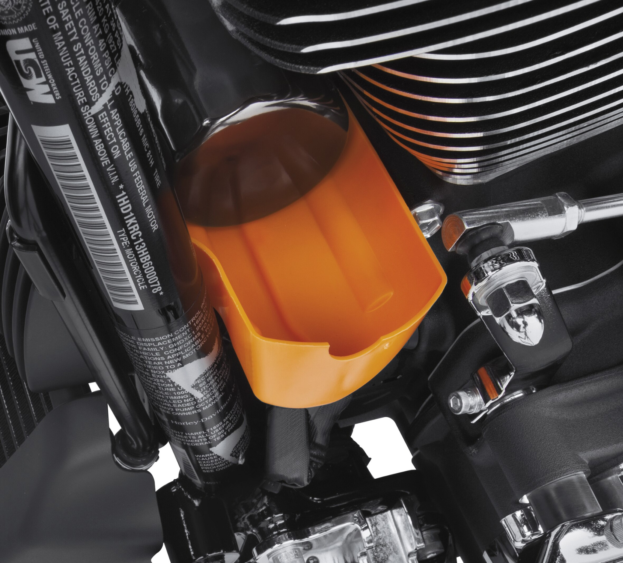 JSP Brand Orange DRIP-FREE OIL FILTER FUNNEL HARLEY MOTORCYCLE SERVICE OIL CATCH PAN DRAIN OIL for Harley Davidson Motorcycles Orange or Black 